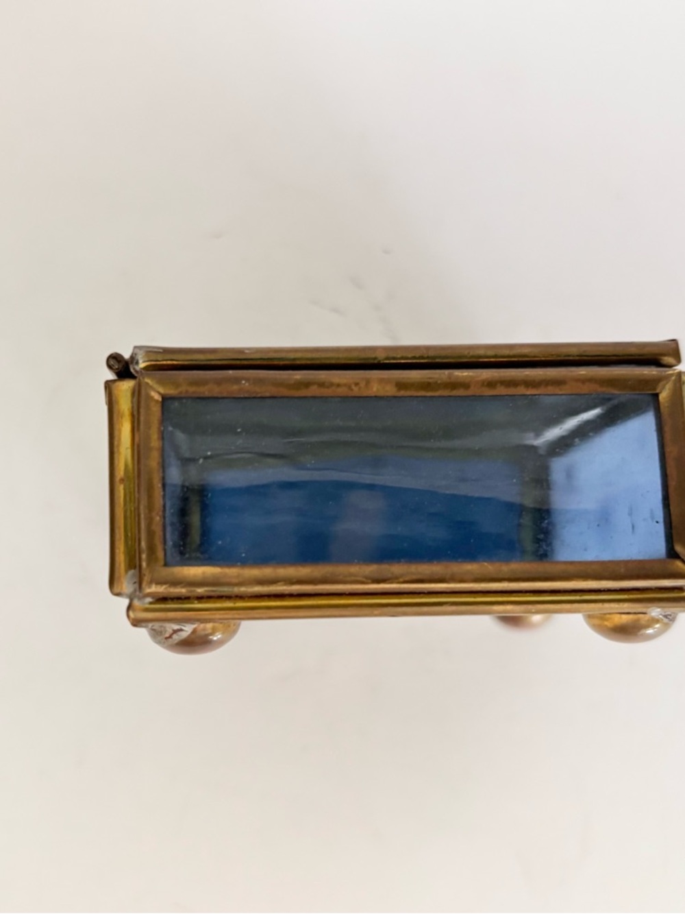 Vintage Celestial Themed Handcrafted Via Vermont Glass and Brass Trinket Box - Picture 3 of 11